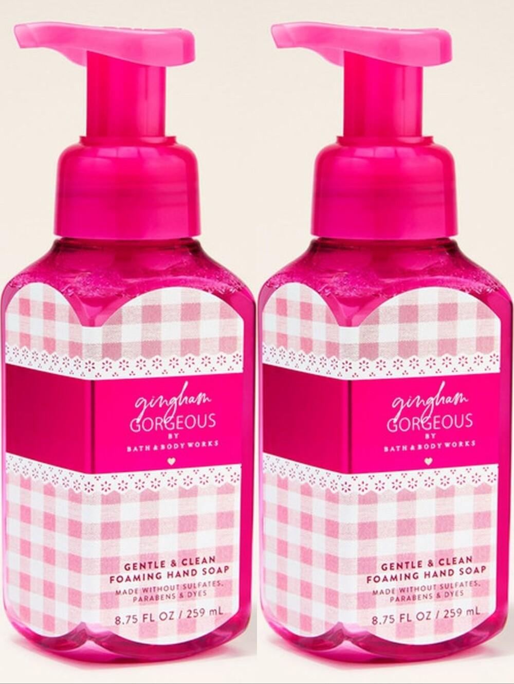 Bath & Body Works Gingham Gorgeous Foaming Hand Soap Set of 2 New RARE